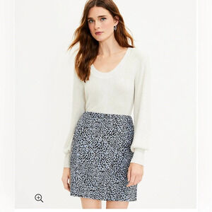 LOFT - Puff Sleeve Ribbed Sweater in oatmeal - long sleeve light weight sweater